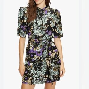 Ted Baker Black and Purple Floral Mini Dress